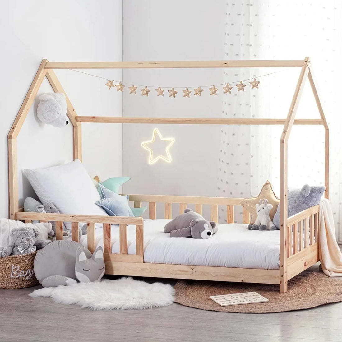 Atmosphera - Lit cabane Enfant Bosco - Bois 90x190 cm