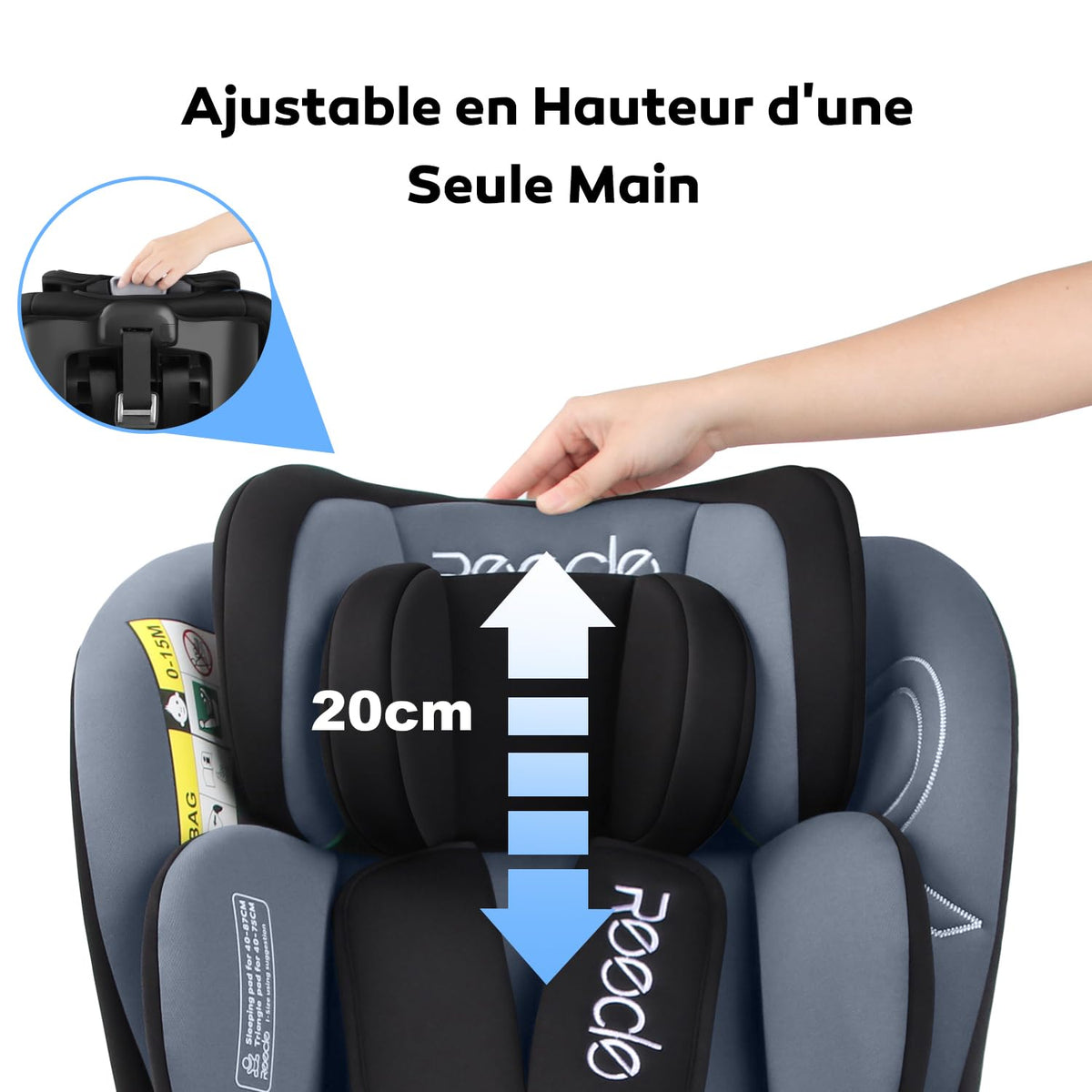 Reecle i-Size Siège Auto 360° Pivotant ISOFIX 40-150 cm, de la naissance à 12 ans (0-36 kg), ECE R129