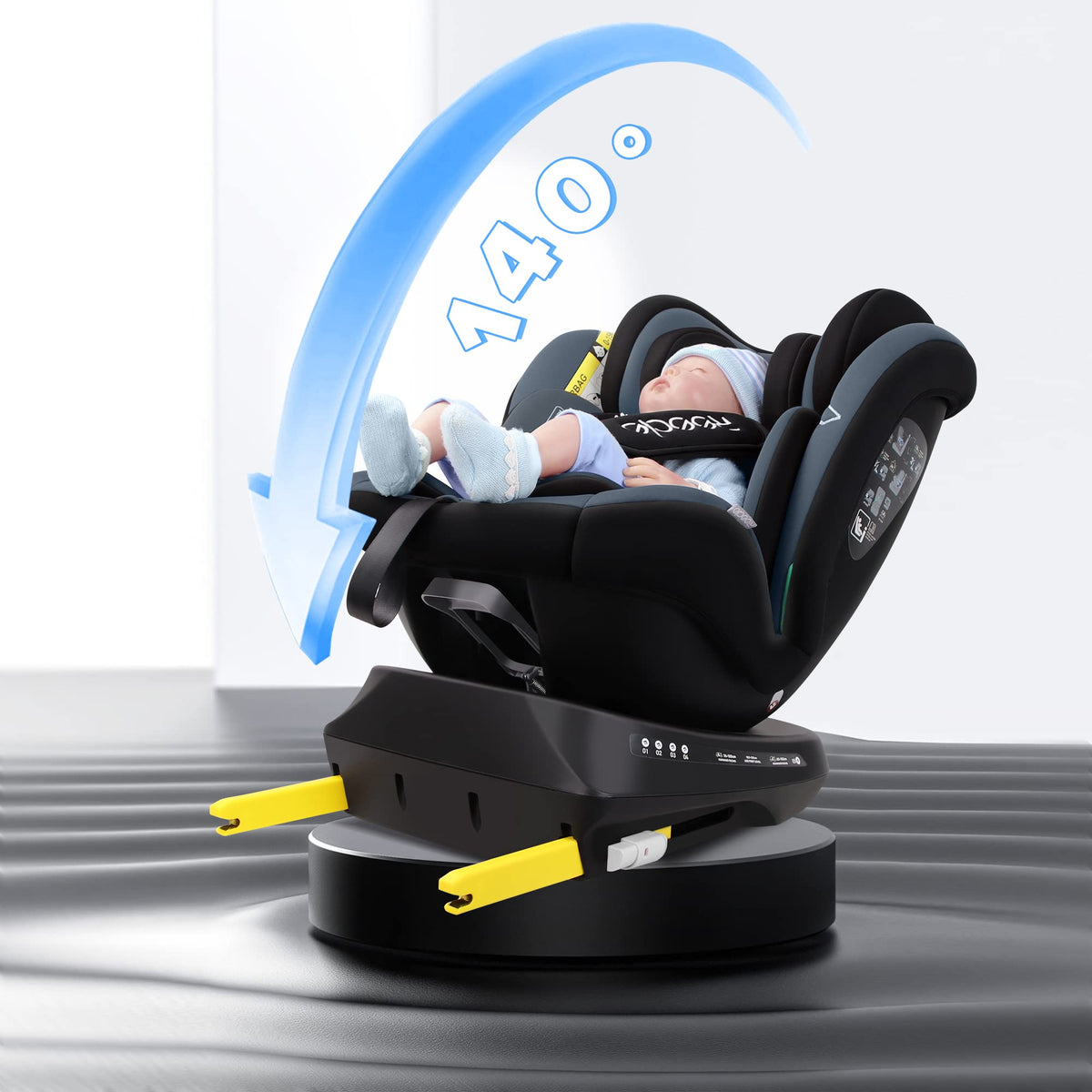 Reecle i-Size Siège Auto 360° Pivotant ISOFIX 40-150 cm, de la naissance à 12 ans (0-36 kg), ECE R129