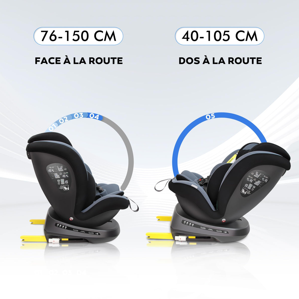 Reecle i-Size Siège Auto 360° Pivotant ISOFIX 40-150 cm, de la naissance à 12 ans (0-36 kg), ECE R129