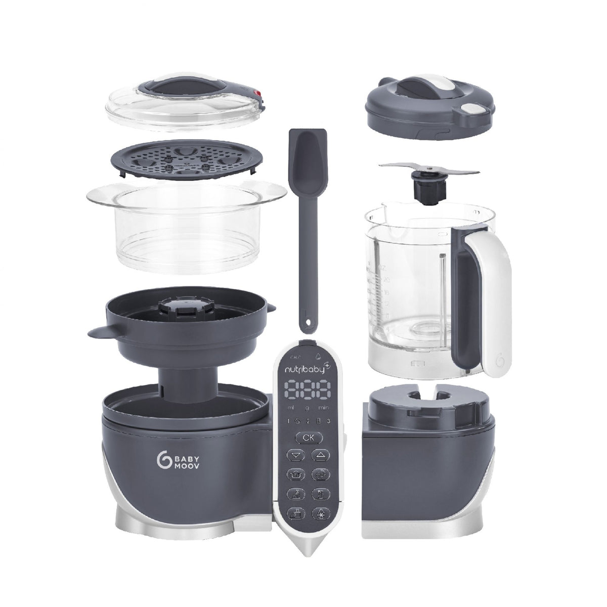 Babymoov Nutribaby(+) Robot Cuiseur Bébé Multifonctions 6 en 1 - Gris