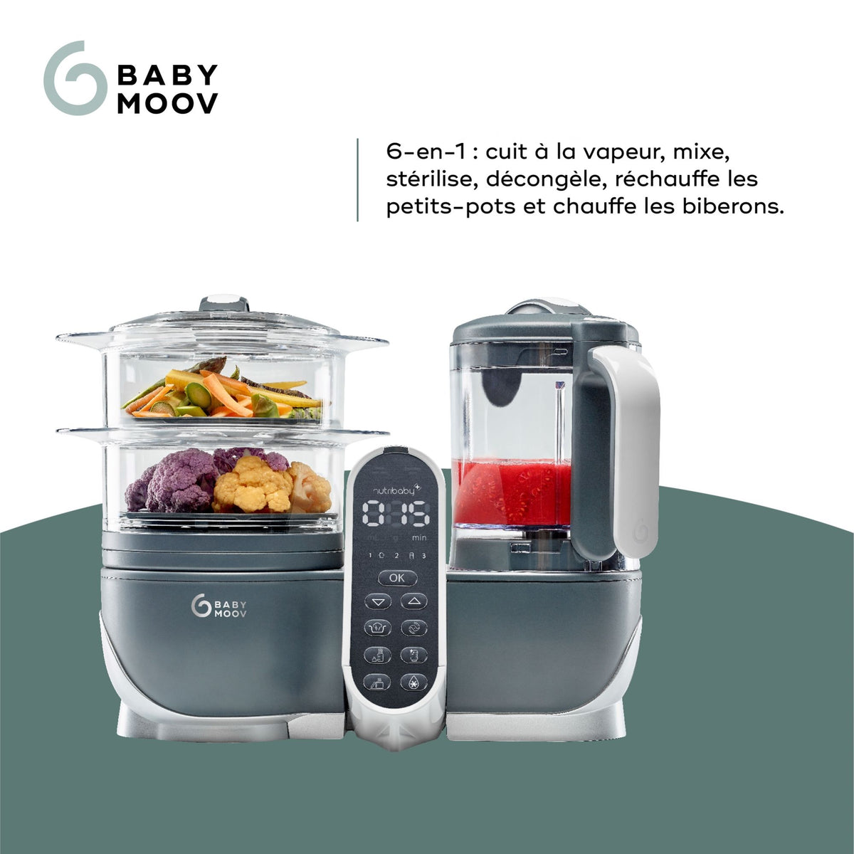 Babymoov Nutribaby(+) Robot Cuiseur Bébé Multifonctions 6 en 1 - Gris