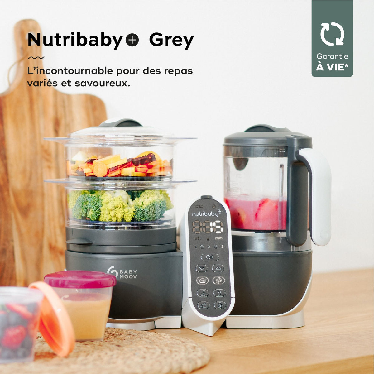 Babymoov Nutribaby(+) Robot Cuiseur Bébé Multifonctions 6 en 1 - Gris